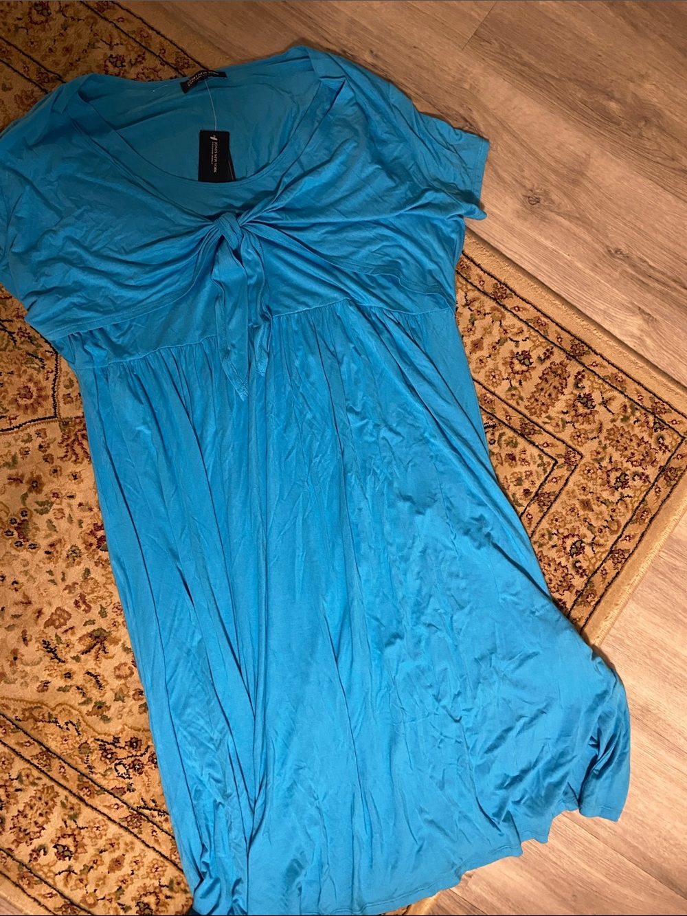 NWT Jones New York Bright Turquoise Knot-Front Soft Dress